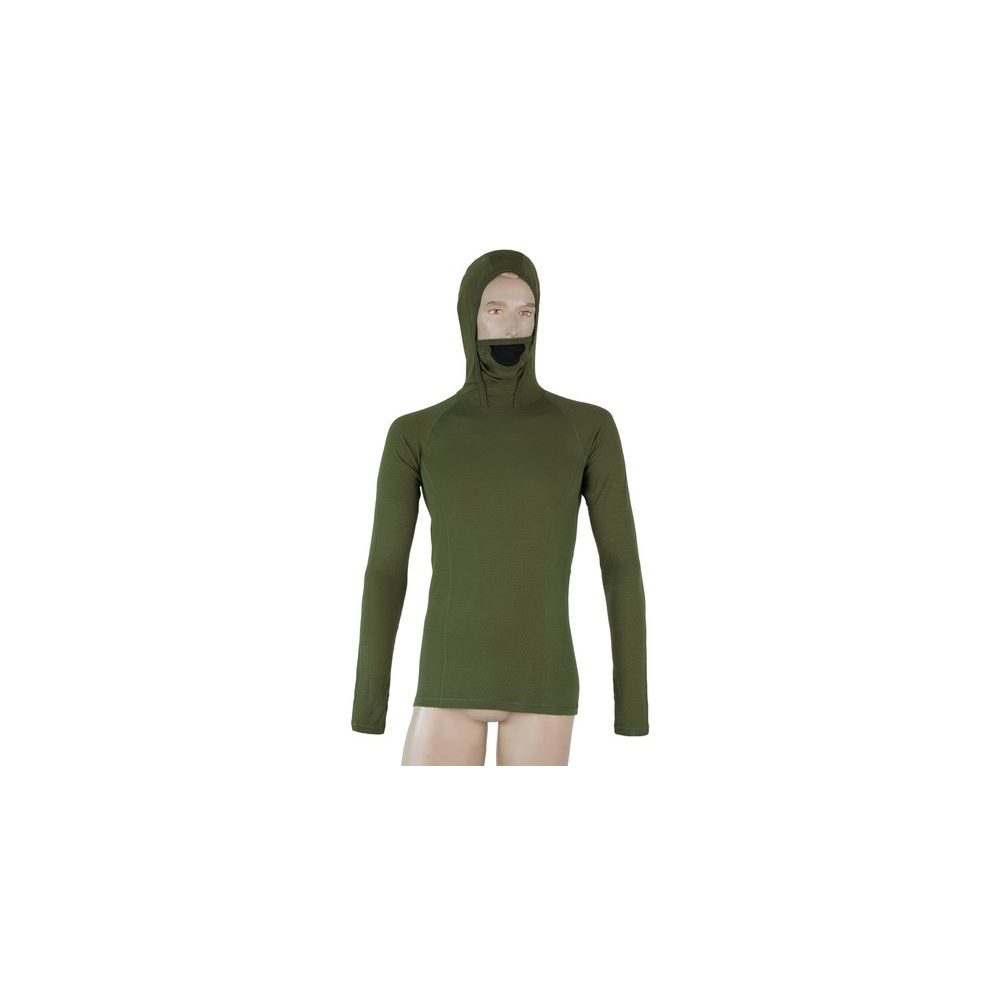 MERINO DF pánské triko dl. rukáv s kapucí safari
