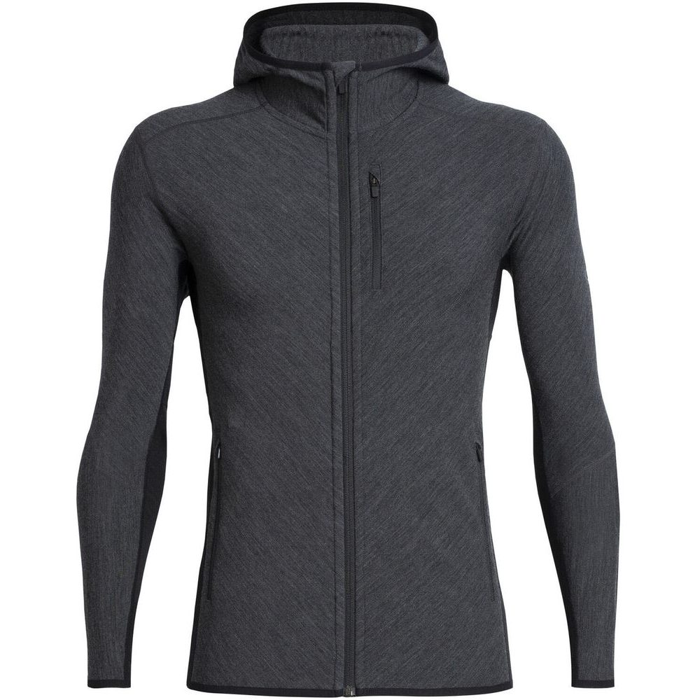 M Descender LS Zip Hood, JET HTHR/BLACK