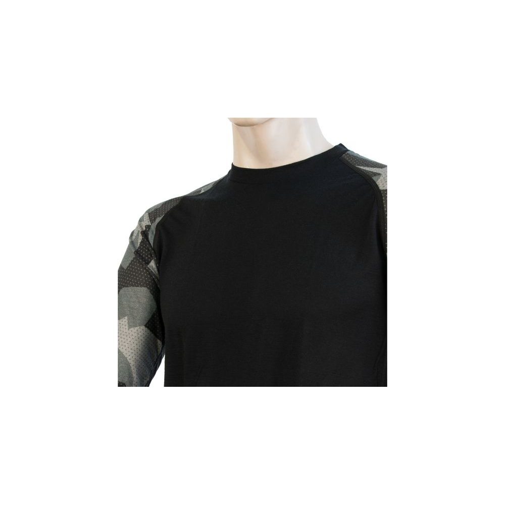 MERINO IMPRESS pánské triko dl.rukáv černá/camo