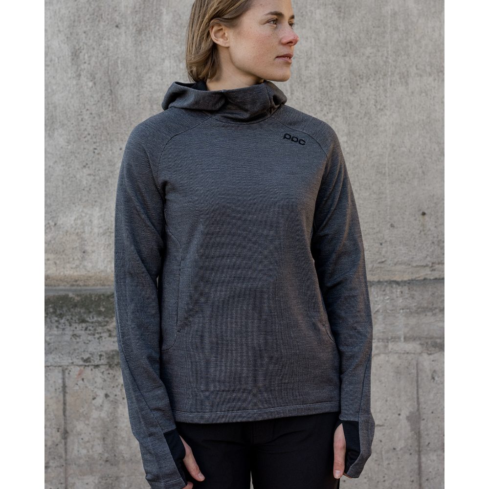 W's Merino Hood Sylvanite Grey Melange