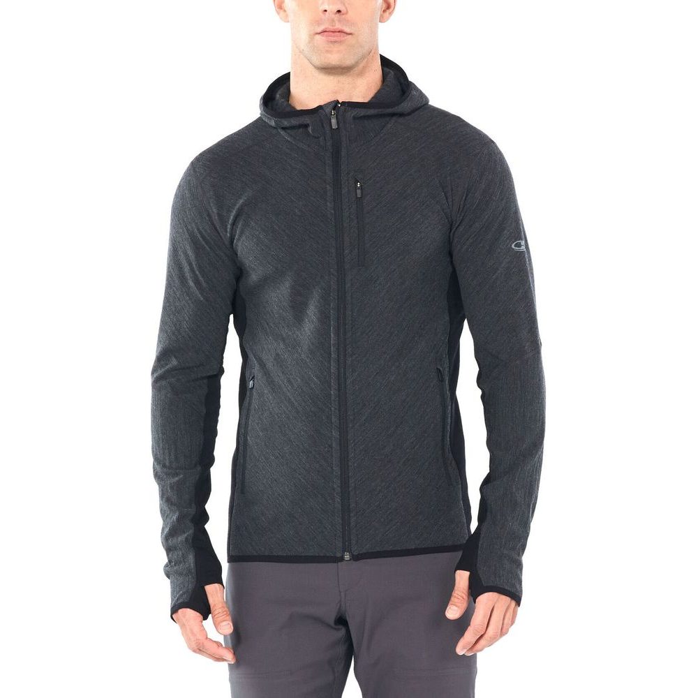 M Descender LS Zip Hood, JET HTHR/BLACK