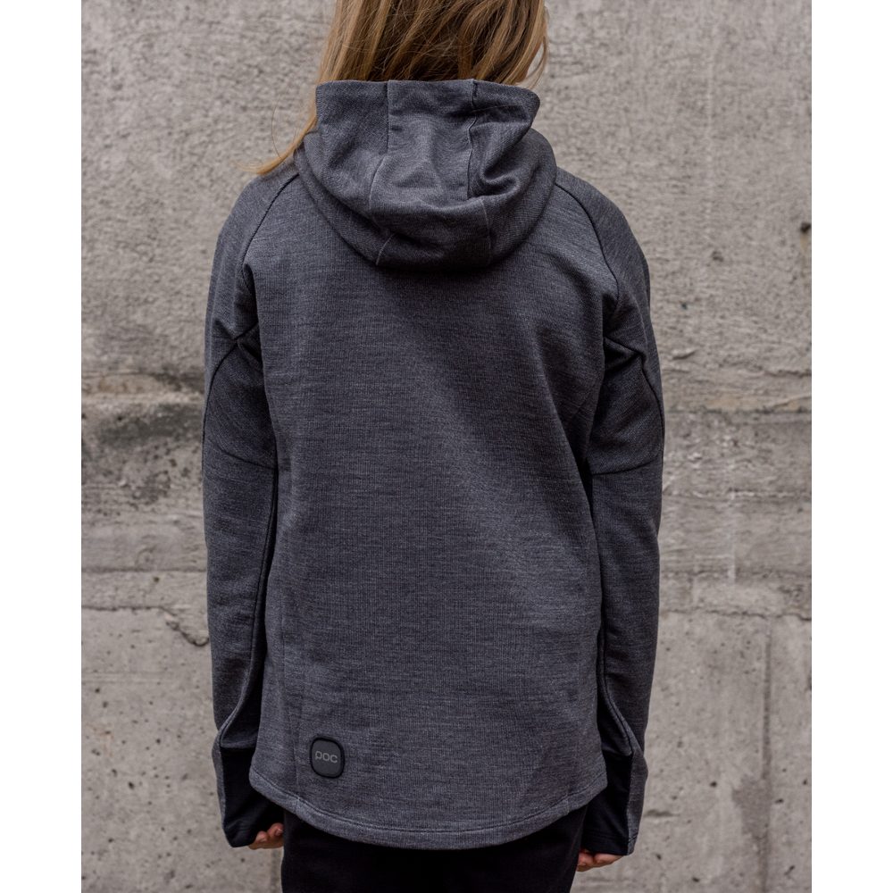 Merino Zip Hood Jr Sylvanite Grey Melange