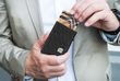Wallet Click & Slide Coin Pocket - leather Diagonal Carbon Black