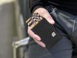 Wallet Click & Slide Coin Pocket - leather Diagonal Carbon Black