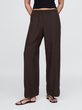 Široké lněné kalhoty Hnědá