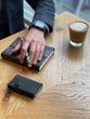 Wallet Click & Slide Coin Pocket - leather Diagonal Carbon Black
