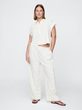 Lněné kalhoty Wide Bílá