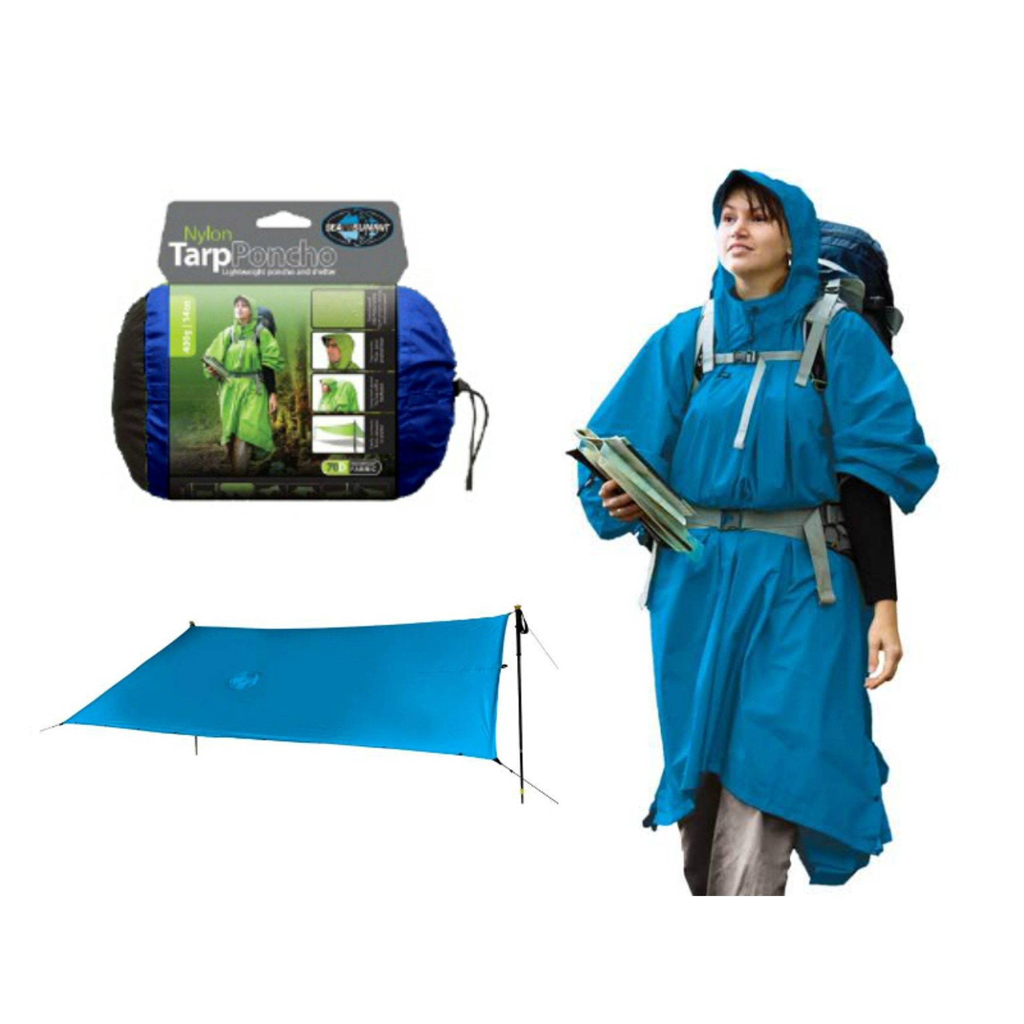 Nylon 70D Tarp Poncho Blue