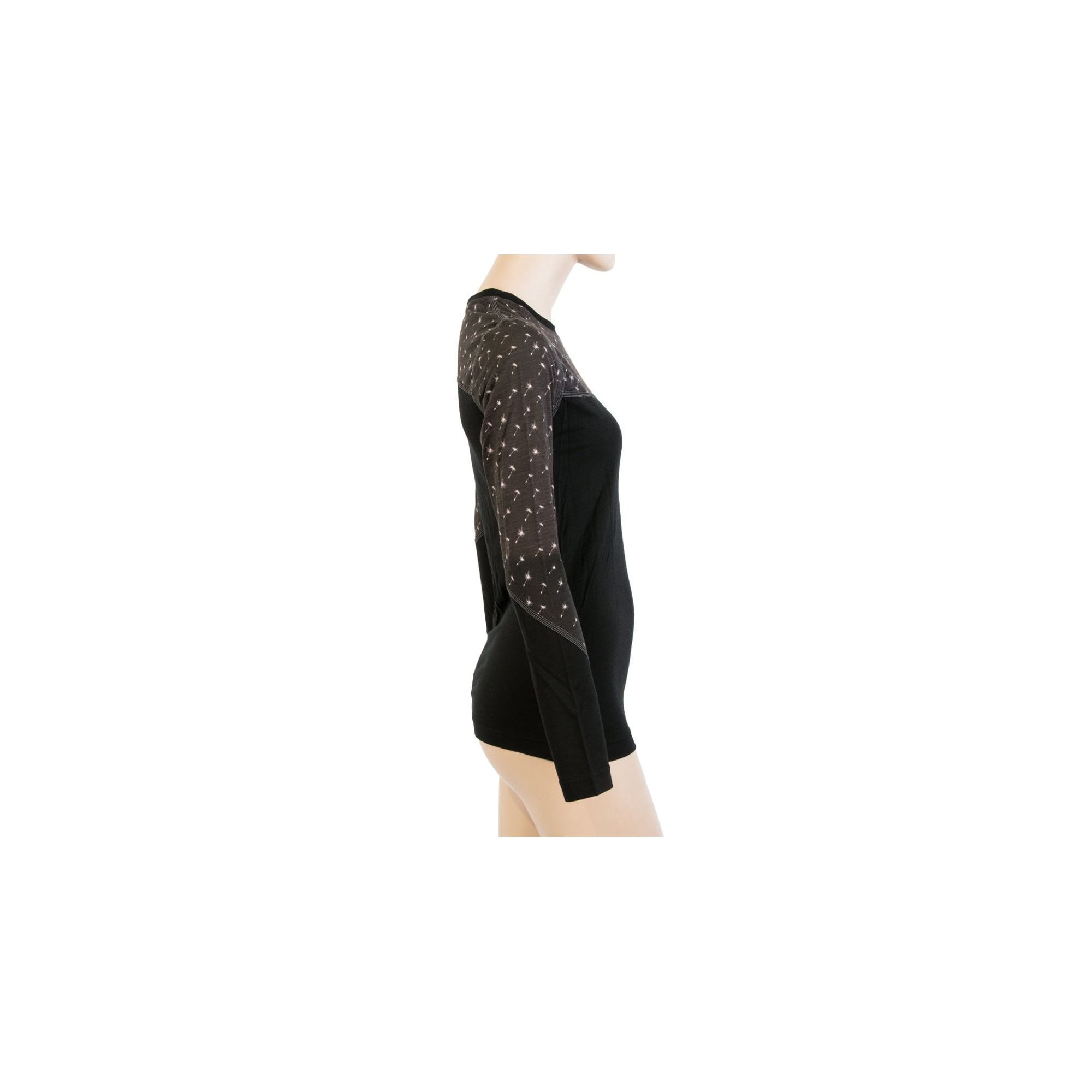 MERINO IMPRESS dámské triko dl.rukáv černá/pattern