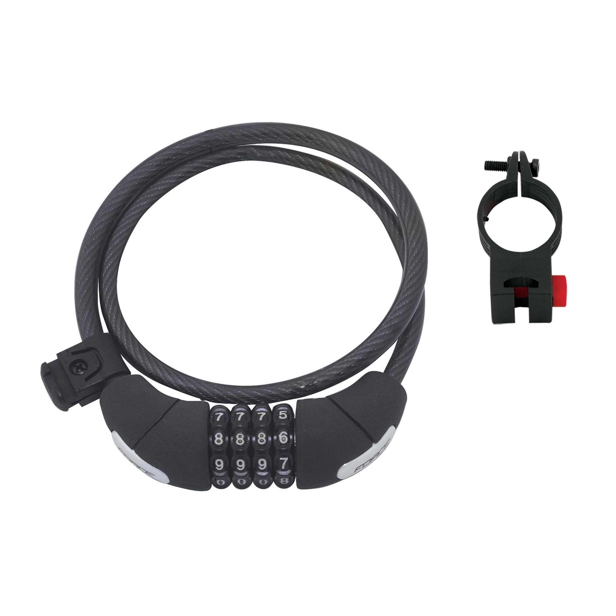 LUX spiral code 85cm/10mm + holder, black.