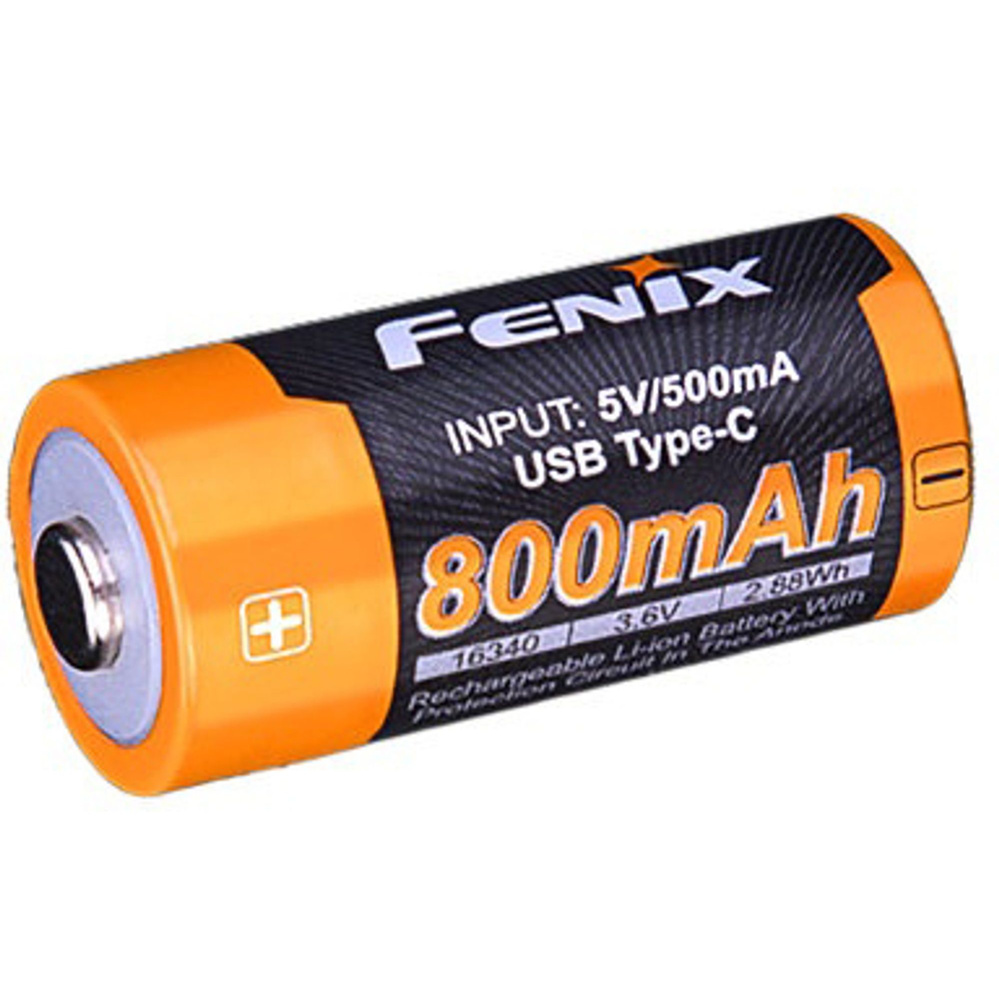 RCR123A 800 mAh USB-C Li-ion