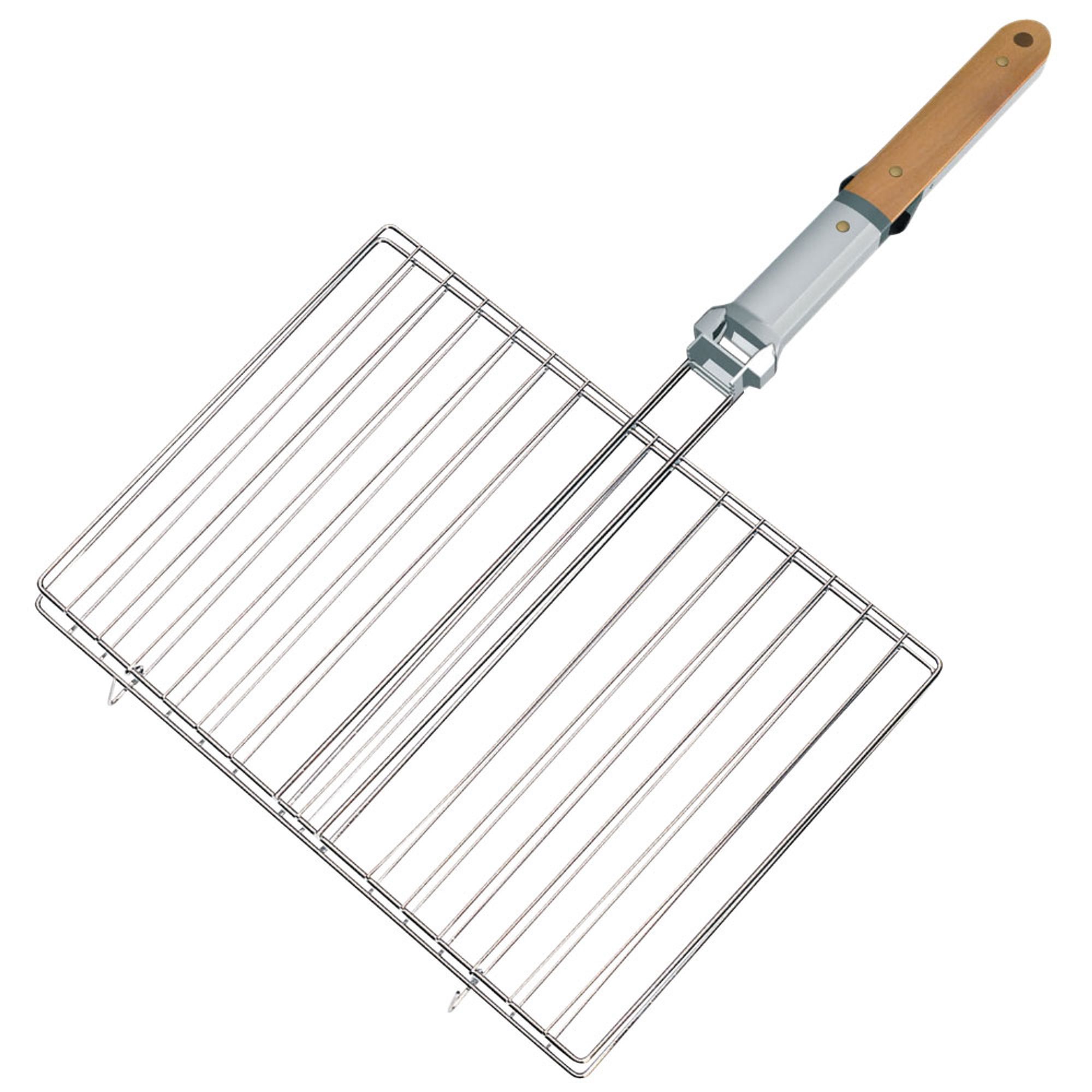 Grill grate 35 x 25 cm with wooden handle