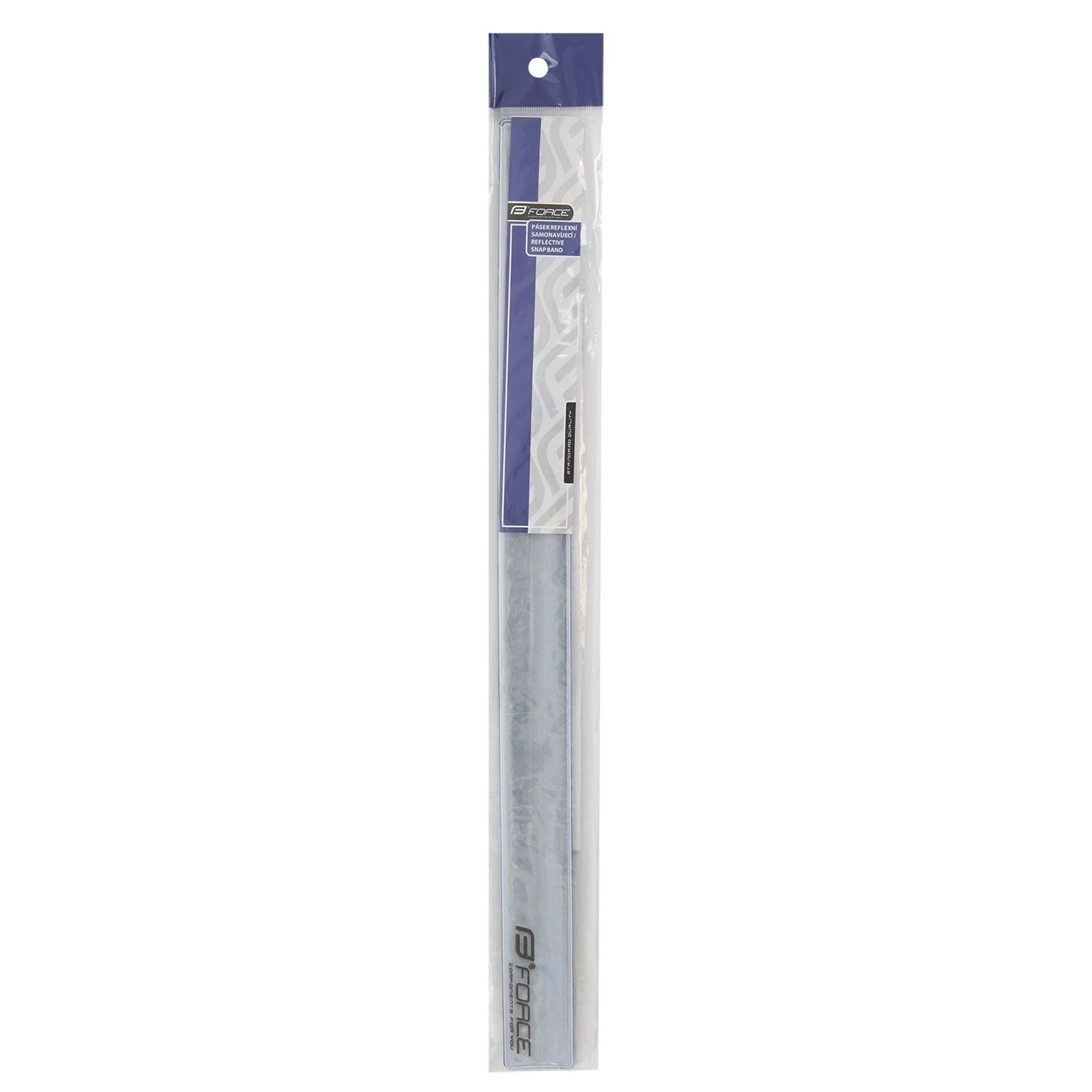 pásek reflexní FORCE samonavíjecí 38 cm, stříbrný