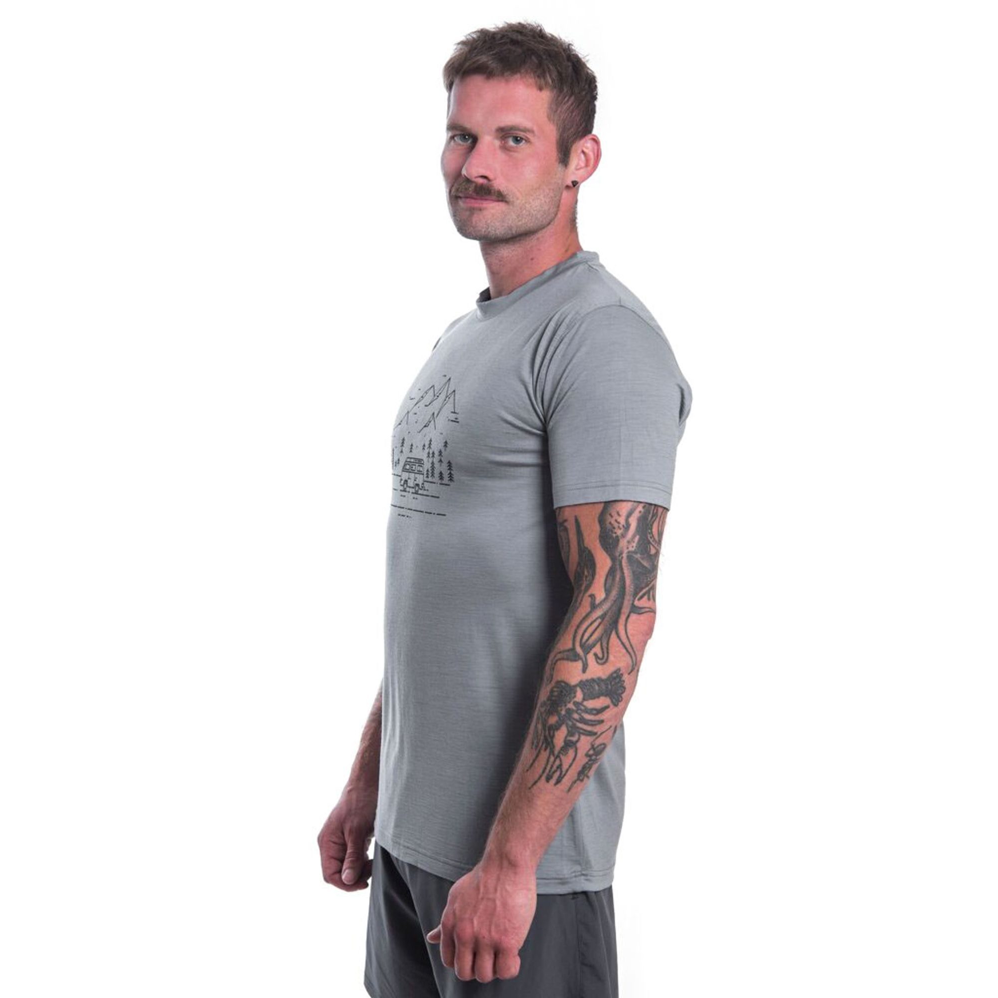 MERINO ACTIVE VAN LIFE pánské triko kr.rukáv šedá