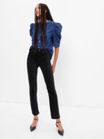 GAP 475983-02 Velurové kalhoty slim vintage high rise Černá