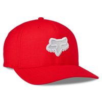 FOX Transposition Flexfit Hat, Light Grey/Red