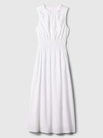 GAP 409992-02 Lněné maxi šaty Bílá