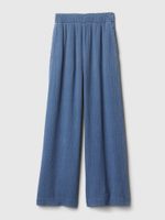 GAP 875131-00 Mušelínové kalhoty wide leg Modrá