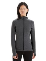 ICEBREAKER W Descender LS Zip Hood JET HTHR/BLACK