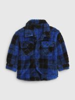 GAP 486637-00 Baby košilová bunda sherpa Tmavě modrá