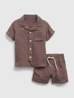 GAP 869484-00 Baby outfit bavlněný set Hnědá