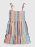 GAP 602011-00 Dětské lněné pruhované šaty Barevná