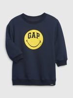 GAP 484859-00 Dětské mikinové šaty GAP & Smiley® Tmavě modrá