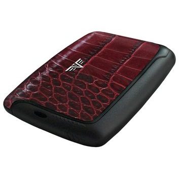 TRU VIRTU Card Case PEARL - leather Croco Bordeaux