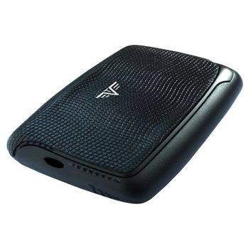 TRU VIRTU Card Case PEARL - leather Lizzard Black