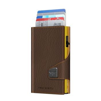TRU VIRTU Wallet Click & Slide - vegan Bamboo Brown Bark / Gold