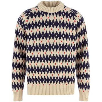 FJÄLLRÄVEN Övik Jacquard Knit M Light Beige-Dark Navy