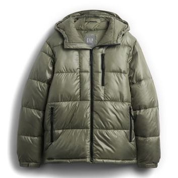 GAP 838369-02 Prošívaná oversize bunda s logem Heavyweight Zelená