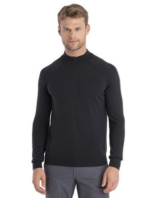 ICEBREAKER M MerinoFine Luxe LS Half Zip Sweater BLACK