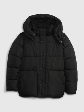 GAP 428491-00 Dětská zimní bunda s kožíškem Černá