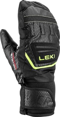 LEKI WCR Team 3D Junior Mitt, black-ice lemon