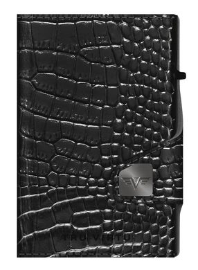 TRU VIRTU Twin Wallet Click & Slide - leath. Croco Black