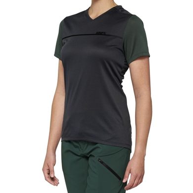 100% RIDECAMP Women's Short Sleeve Jersey Charcoal/Forest Green