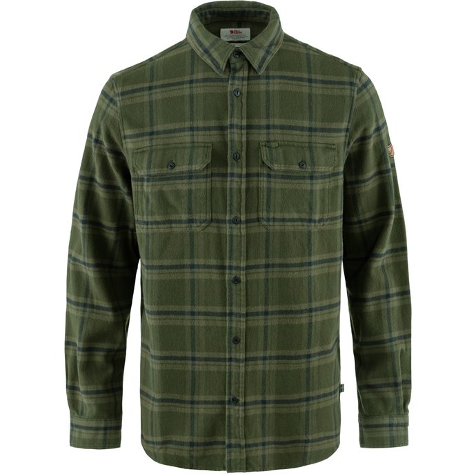 FJÄLLRÄVEN Övik Heavy Flannel Shirt M Deep Forest-Laurel Green