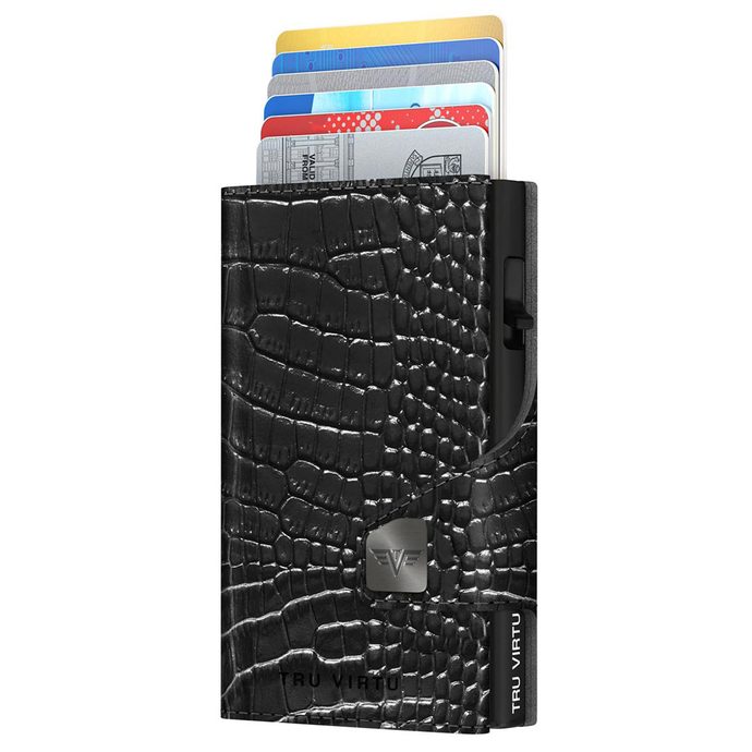 TRU VIRTU Wallet Click & Slide - leather Croco Black