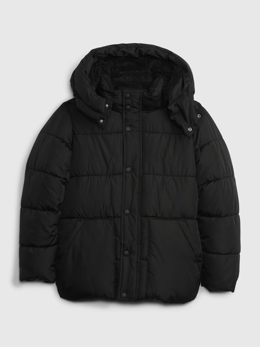 GAP 428491-00 Dětská zimní bunda s kožíškem Černá