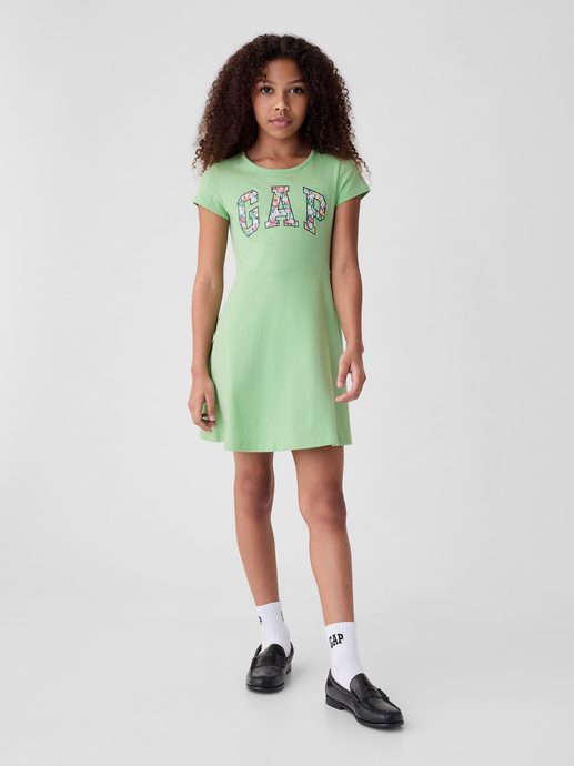 GAP 404809-01 Dětské šaty s logem Zelená