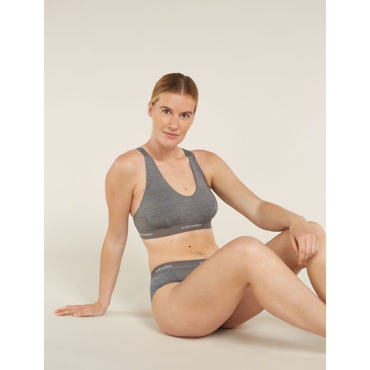 ICEBREAKER W Mer 125 Cool-Lite Sprite Racerback Bra GRITSTONE HTHR-013