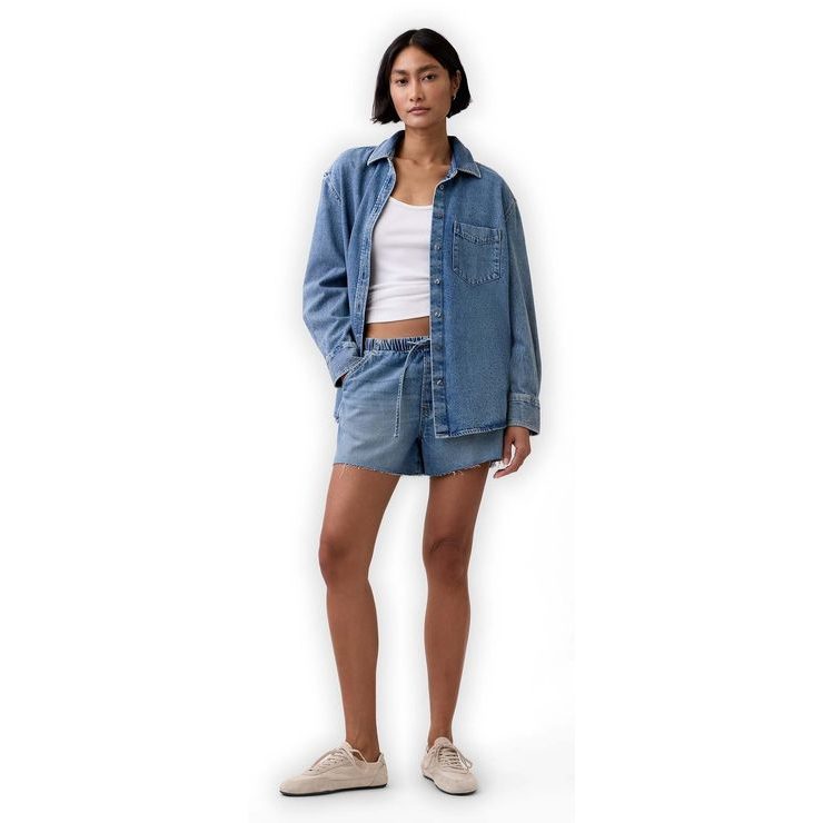GAP 883758-00 Džínová oversize košile UltraSoft Tmavě modrá