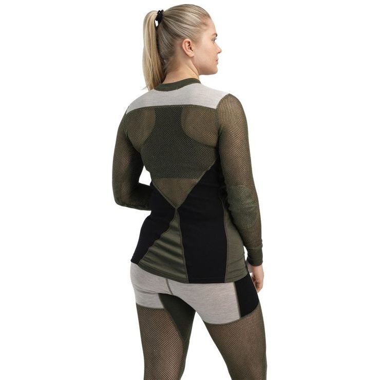ACLIMA WoolNet Hybrid Crewneck W's Jet Black/Tarmac/Beige Melange