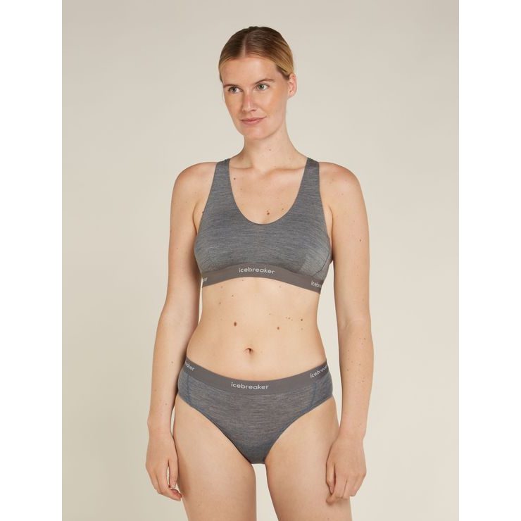 ICEBREAKER W Mer 125 Cool-Lite Sprite Racerback Bra GRITSTONE HTHR-013