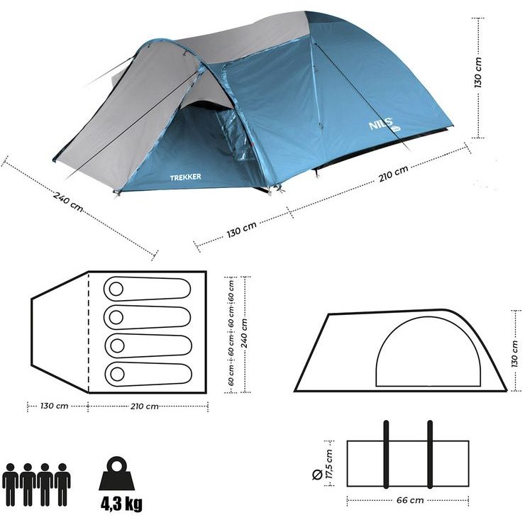 NILS Camp NC6012 Trekker 4 modro-šedý