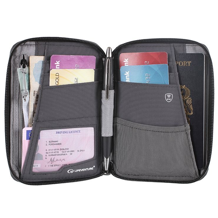 LIFEVENTURE RFiD Mini Travel Wallet grey