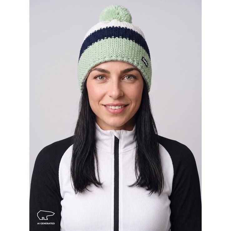 EISBÄR Star Pompon MÜ Khaki-Limette-Weiß