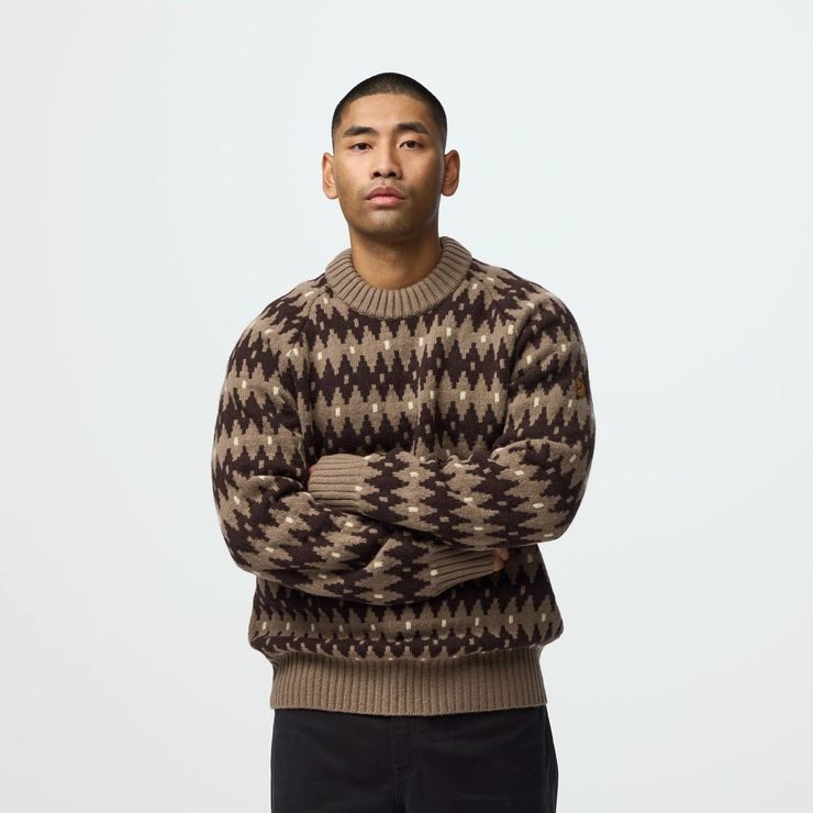 FJÄLLRÄVEN Övik Jacquard Knit M Light Beige-Dark Navy