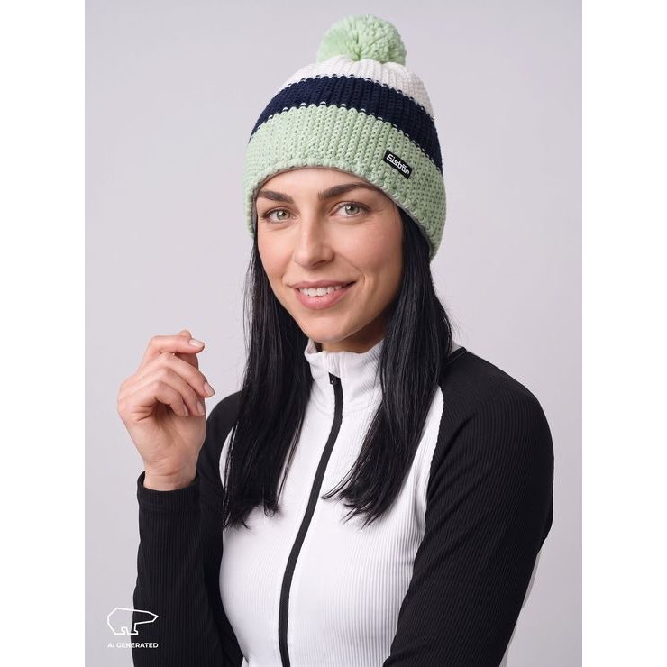 EISBÄR Star Pompon MÜ Khaki-Limette-Weiß